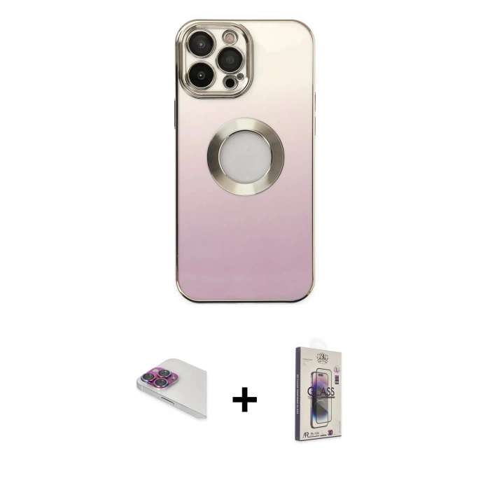 MARSİLYAN™- iPhone 13 Pro Max Kılıf Kutup Yansıma Özel Seri - Siyah Bilvis 3D Cam Ekran Koruyucu + Pers Alüminyum Kamera Lens - GI