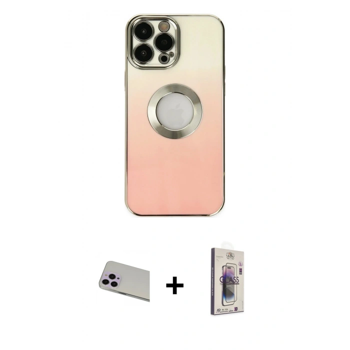 MARSİLYAN™- iPhone 13 Pro Max Kılıf Kutup Yansıma Özel Seri - Siyah Bilvis 3D Cam Ekran Koruyucu + Rainbow Kamera Lens Koruma Cam - MR