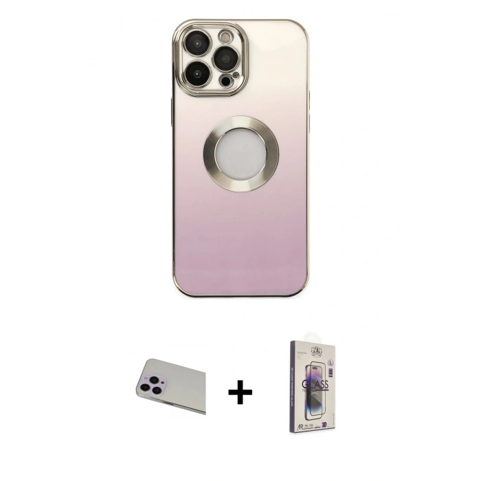 MARSİLYAN™- iPhone 13 Pro Max Kılıf Kutup Yansıma Özel Seri - Siyah Bilvis 3D Cam Ekran Koruyucu + Rainbow Kamera Lens Koruma Cam - MR