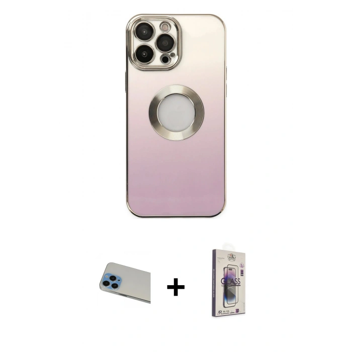 MARSİLYAN™- iPhone 13 Pro Max Kılıf Kutup Yansıma Özel Seri - Siyah Bilvis 3D Cam Ekran Koruyucu + Rainbow Kamera Lens Koruma Cam - MI