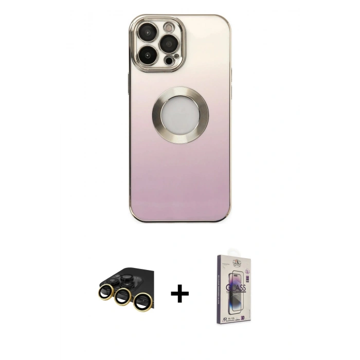 MARSİLYAN™- iPhone 13 Pro Max Kılıf Kutup Yansıma Özel Seri - Siyah Bilvis 3D Cam Ekran Koruyucu + Raze Metal Kamera Lens - GD
