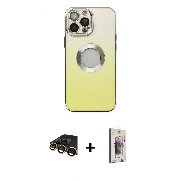 MARSİLYAN™- iPhone 13 Pro Max Kılıf Kutup Yansıma Özel Seri - Siyah Bilvis 3D Cam Ekran Koruyucu + Raze Metal Kamera Lens - GD