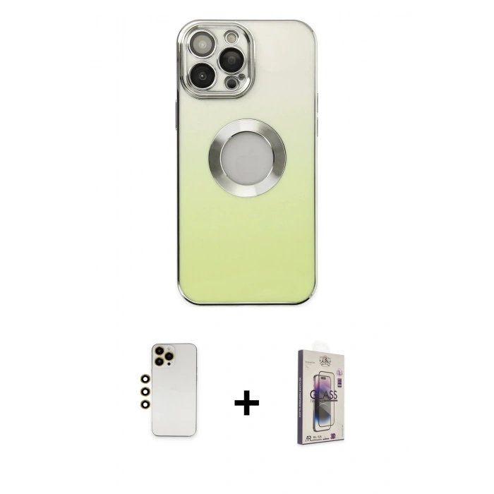 MARSİLYAN™- iPhone 13 Pro Max Kılıf Kutup Yansıma Özel Seri - Siyah Bilvis 3D Cam Ekran Koruyucu + Shine Kamera Lens - GD