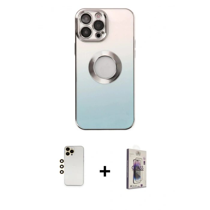 MARSİLYAN™- iPhone 13 Pro Max Kılıf Kutup Yansıma Özel Seri - Siyah Bilvis 3D Cam Ekran Koruyucu + Shine Kamera Lens - GD