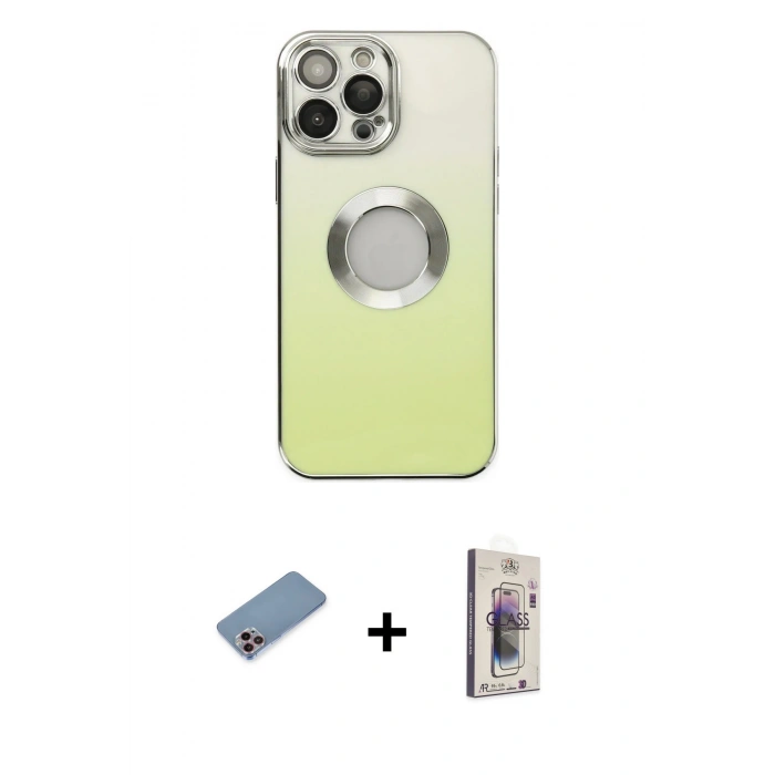 MARSİLYAN™- iPhone 13 Pro Max Kılıf Kutup Yansıma Özel Seri - Siyah Bilvis 3D Cam Ekran Koruyucu + Shine Kamera Lens Koruma Cam - PE