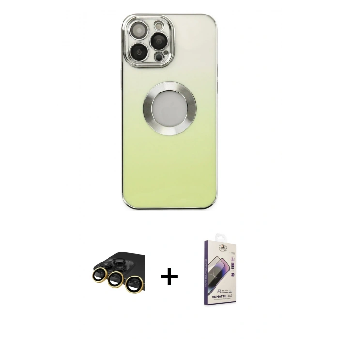 MARSİLYAN™- iPhone 13 Pro Max Kılıf Kutup Yansıma Özel Seri - Siyah Bilvis 3D Mat Cam Ekran Koruyucu + Raze Metal Kamera Lens - GD