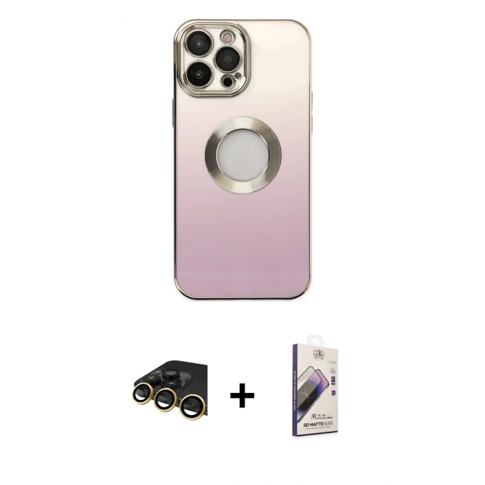 MARSİLYAN™- iPhone 13 Pro Max Kılıf Kutup Yansıma Özel Seri - Siyah Bilvis 3D Mat Cam Ekran Koruyucu + Raze Metal Kamera Lens - GD