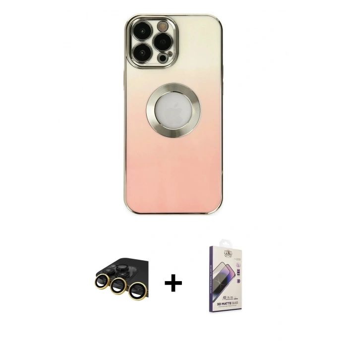 MARSİLYAN™- iPhone 13 Pro Max Kılıf Kutup Yansıma Özel Seri - Siyah Bilvis 3D Mat Cam Ekran Koruyucu + Raze Metal Kamera Lens - GD