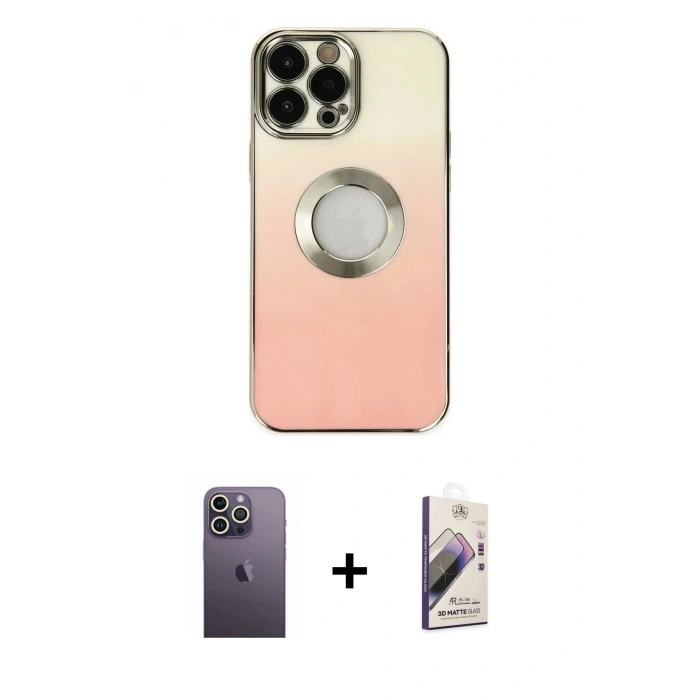 MARSİLYAN™- iPhone 13 Pro Max Kılıf Kutup Yansıma Özel Seri - Siyah Bilvis 3D Mat Cam Ekran Koruyucu + Neon Fosforlu Kamera Lens - BZ