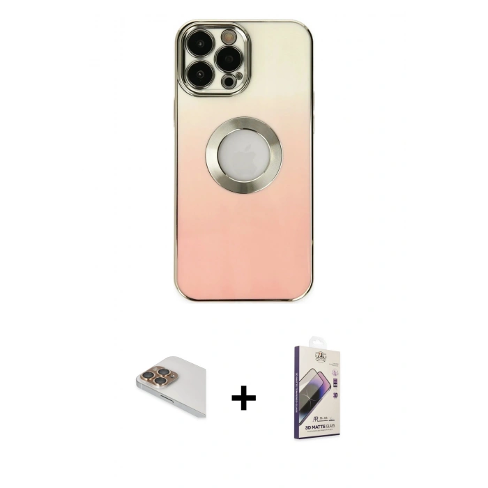MARSİLYAN™- iPhone 13 Pro Max Kılıf Kutup Yansıma Özel Seri - Siyah Bilvis 3D Mat Cam Ekran Koruyucu + Pers Alüminyum Kamera Lens - GD