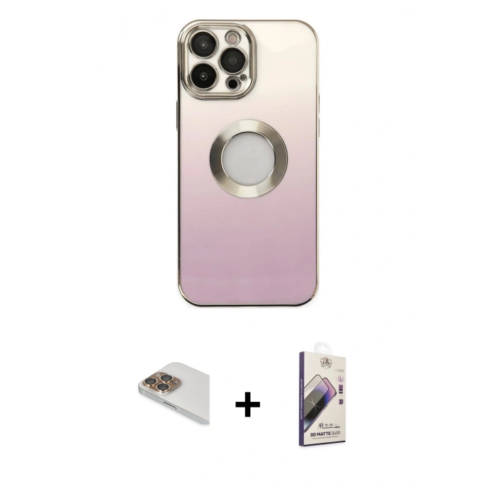 MARSİLYAN™- iPhone 13 Pro Max Kılıf Kutup Yansıma Özel Seri - Siyah Bilvis 3D Mat Cam Ekran Koruyucu + Pers Alüminyum Kamera Lens - GD