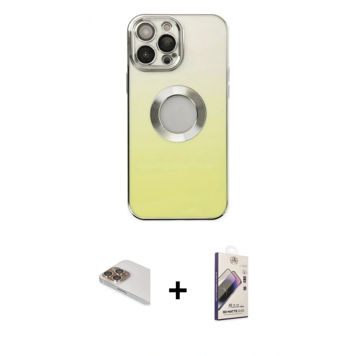 MARSİLYAN™- iPhone 13 Pro Max Kılıf Kutup Yansıma Özel Seri - Siyah Bilvis 3D Mat Cam Ekran Koruyucu + Pers Alüminyum Kamera Lens - GD