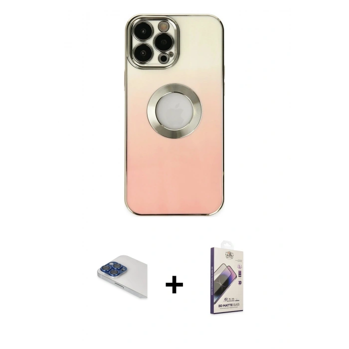 MARSİLYAN™- iPhone 13 Pro Max Kılıf Kutup Yansıma Özel Seri - Siyah Bilvis 3D Mat Cam Ekran Koruyucu + Pers Alüminyum Kamera Lens - LT