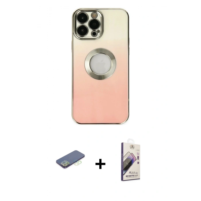 MARSİLYAN™- iPhone 13 Pro Max Kılıf Kutup Yansıma Özel Seri - Siyah Bilvis 3D Mat Cam Ekran Koruyucu + Renkli Kamera Lens Koruma Cam - YL