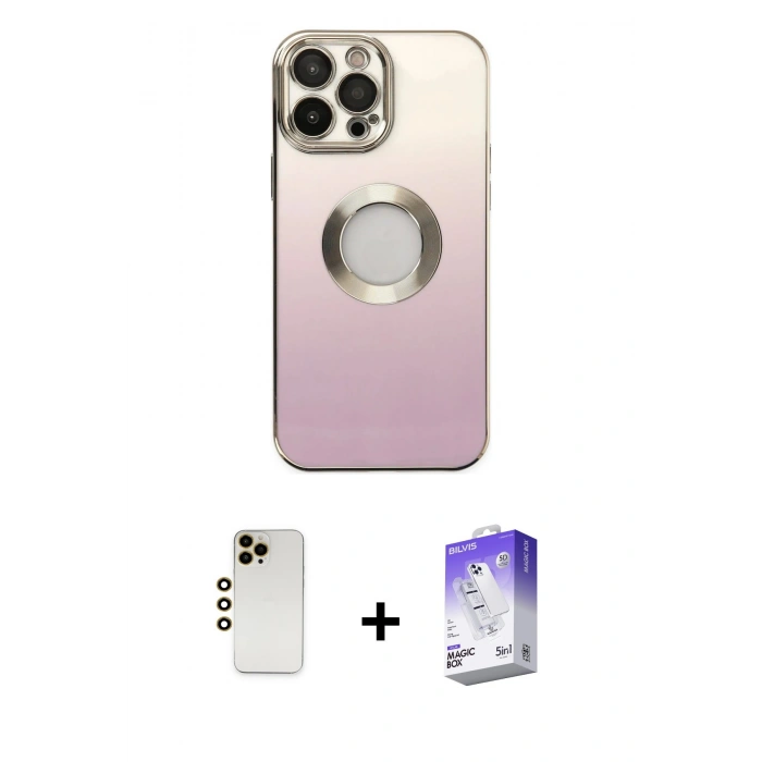 MARSİLYAN™- iPhone 13 Pro Max Kılıf Kutup Yansıma Özel Seri - Siyah Bilvis 5in1 3D Magic Cam Ekran Koruyucu + Shine Kamera Lens - GD