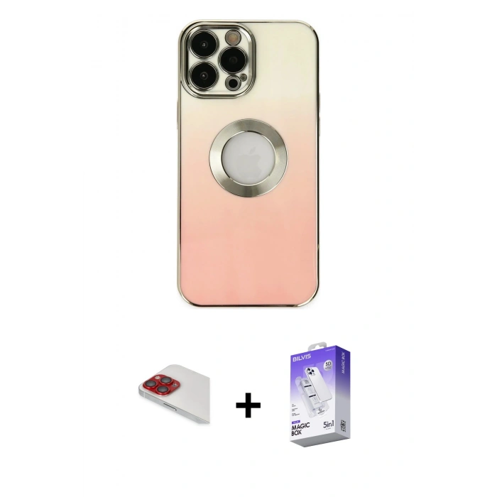 MARSİLYAN™- iPhone 13 Pro Max Kılıf Kutup Yansıma Özel Seri - Siyah Bilvis 5in1 3D Magic Cam Ekran Koruyucu + Pers Alüminyum Kamera Lens - KI