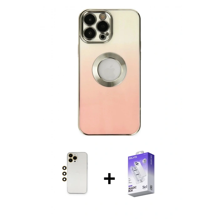 MARSİLYAN™- iPhone 13 Pro Max Kılıf Kutup Yansıma Özel Seri - Siyah Bilvis 5in1 3D Magic Cam Ekran Koruyucu + Shine Kamera Lens - GD
