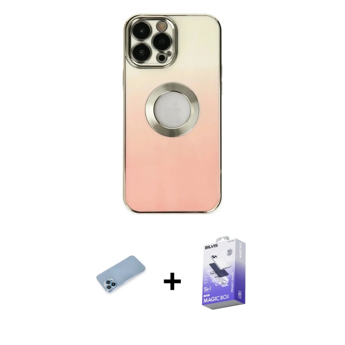 MARSİLYAN™- iPhone 13 Pro Max Kılıf Kutup Yansıma Özel Seri - Siyah Bilvis 5in1 5D Magic Hayalet Cam Ekran Koruyucu + Shine Kamera Lens Koruma Cam - MI
