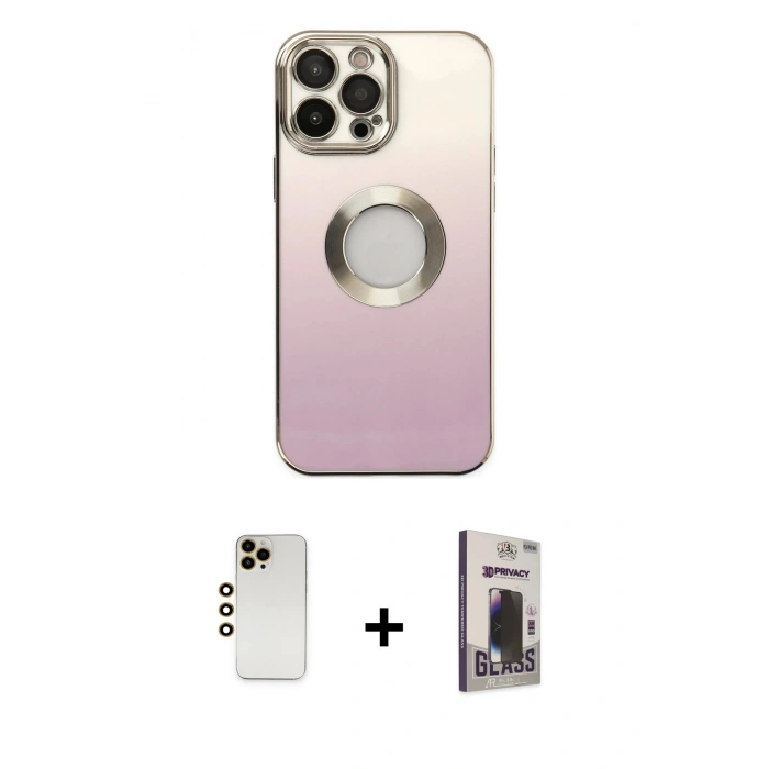 MARSİLYAN™- iPhone 13 Pro Max Kılıf Kutup Yansıma Özel Seri - Siyah Bilvis Hayalet Cam Ekran Koruyucu + Shine Kamera Lens - GD