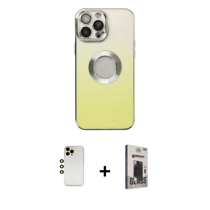 MARSİLYAN™- iPhone 13 Pro Max Kılıf Kutup Yansıma Özel Seri - Siyah Bilvis Hayalet Cam Ekran Koruyucu + Shine Kamera Lens - GD