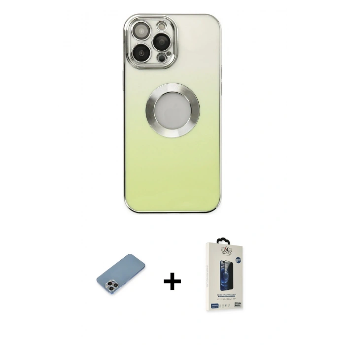 MARSİLYAN™- iPhone 13 Pro Max Kılıf Kutup Yansıma Özel Seri - Siyah Bilvis Hayalet Cam Ekran Koruyucu + Shine Kamera Lens Koruma Cam - GI