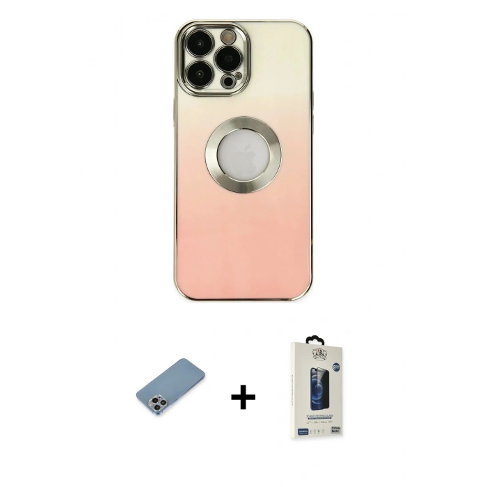 MARSİLYAN™- iPhone 13 Pro Max Kılıf Kutup Yansıma Özel Seri - Siyah Bilvis Hayalet Cam Ekran Koruyucu + Shine Kamera Lens Koruma Cam - GI