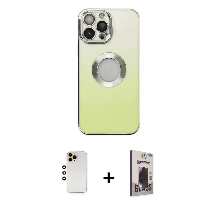 MARSİLYAN™- iPhone 13 Pro Max Kılıf Kutup Yansıma Özel Seri - Siyah Bilvis Hayalet Cam Ekran Koruyucu + Shine Kamera Lens - GD