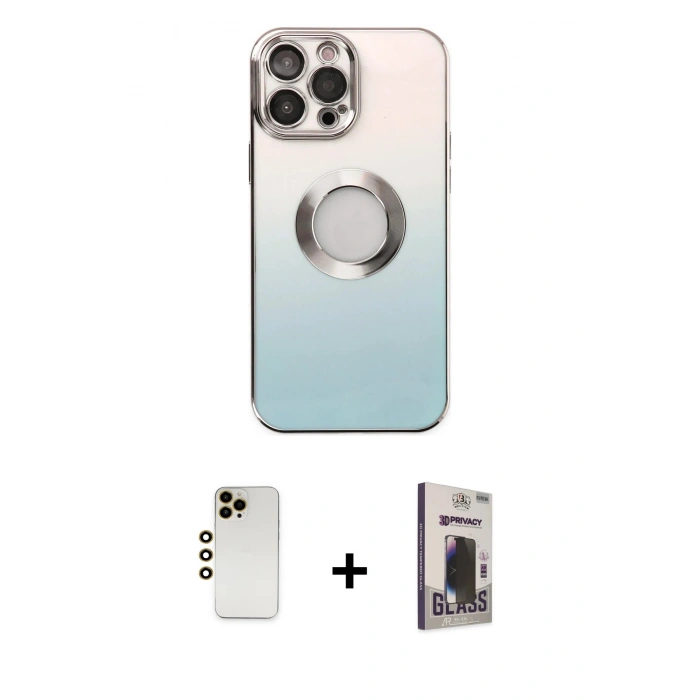 MARSİLYAN™- iPhone 13 Pro Max Kılıf Kutup Yansıma Özel Seri - Siyah Bilvis Hayalet Cam Ekran Koruyucu + Shine Kamera Lens - GD