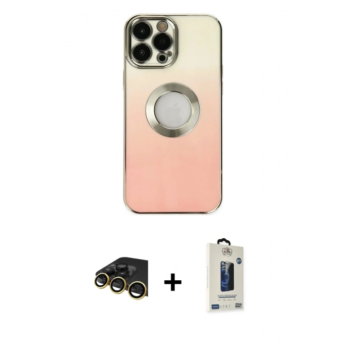 MARSİLYAN™- iPhone 13 Pro Max Kılıf Kutup Yansıma Özel Seri - Siyah Bilvis Hayalet Cam Ekran Koruyucu + Raze Metal Kamera Lens - GD