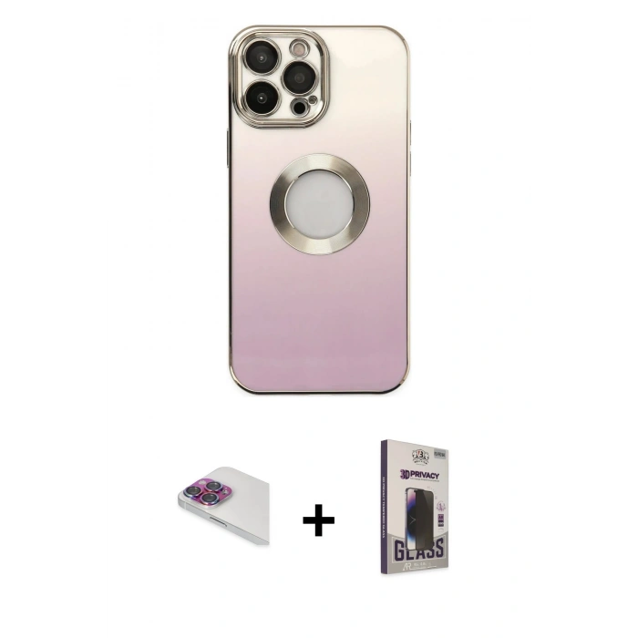 MARSİLYAN™- iPhone 13 Pro Max Kılıf Kutup Yansıma Özel Seri - Siyah Bilvis Hayalet Cam Ekran Koruyucu + Pers Alüminyum Kamera Lens - GI