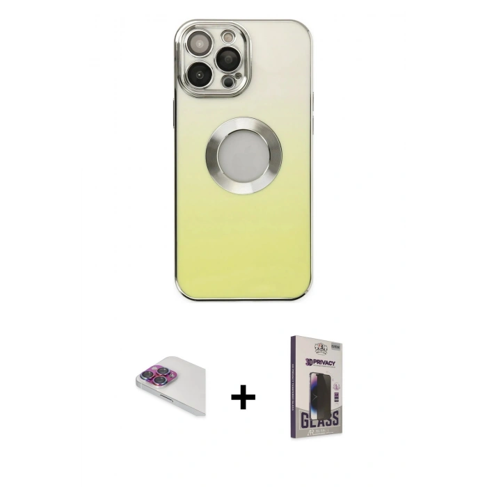 MARSİLYAN™- iPhone 13 Pro Max Kılıf Kutup Yansıma Özel Seri - Siyah Bilvis Hayalet Cam Ekran Koruyucu + Pers Alüminyum Kamera Lens - GI