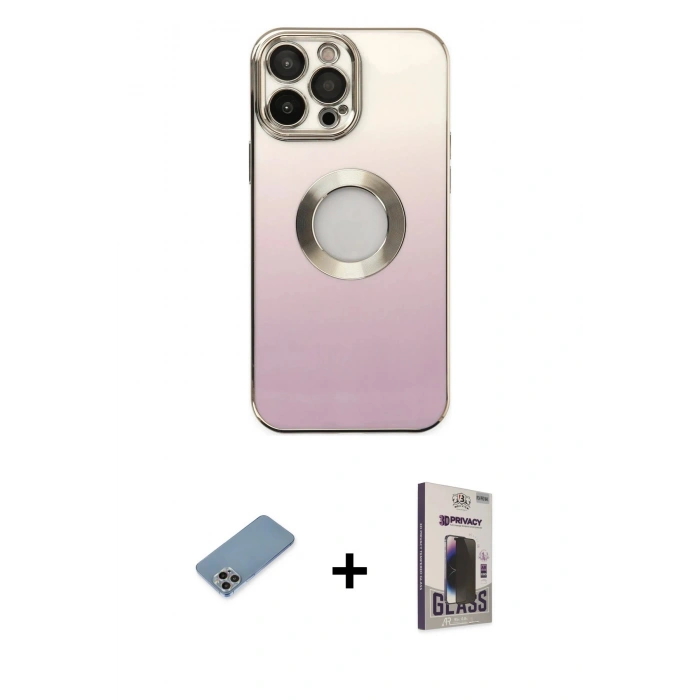 MARSİLYAN™- iPhone 13 Pro Max Kılıf Kutup Yansıma Özel Seri - Siyah Bilvis Hayalet Cam Ekran Koruyucu + Shine Kamera Lens Koruma Cam - GI