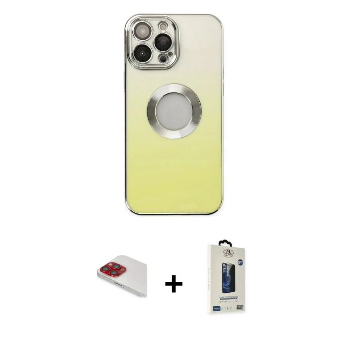 MARSİLYAN™- iPhone 13 Pro Max Kılıf Kutup Yansıma Özel Seri - Siyah Bilvis Hayalet Cam Ekran Koruyucu + Pers Alüminyum Kamera Lens - KI