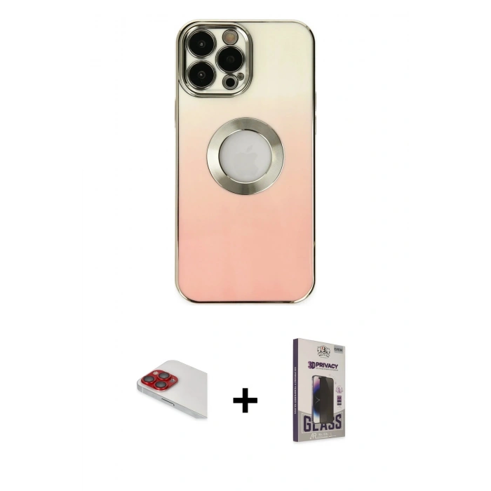 MARSİLYAN™- iPhone 13 Pro Max Kılıf Kutup Yansıma Özel Seri - Siyah Bilvis Hayalet Cam Ekran Koruyucu + Pers Alüminyum Kamera Lens - KI