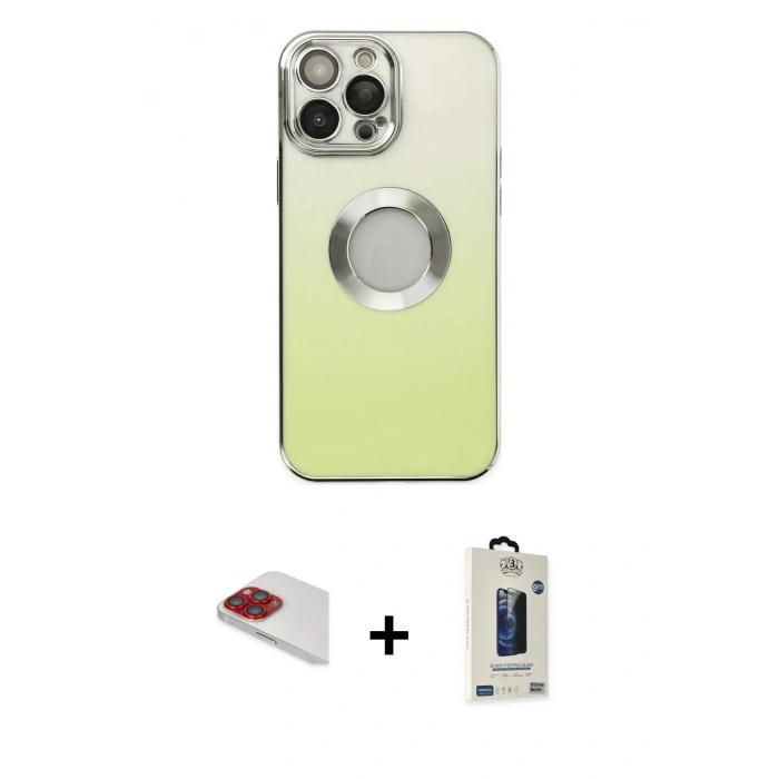 MARSİLYAN™- iPhone 13 Pro Max Kılıf Kutup Yansıma Özel Seri - Siyah Bilvis Hayalet Cam Ekran Koruyucu + Pers Alüminyum Kamera Lens - KI