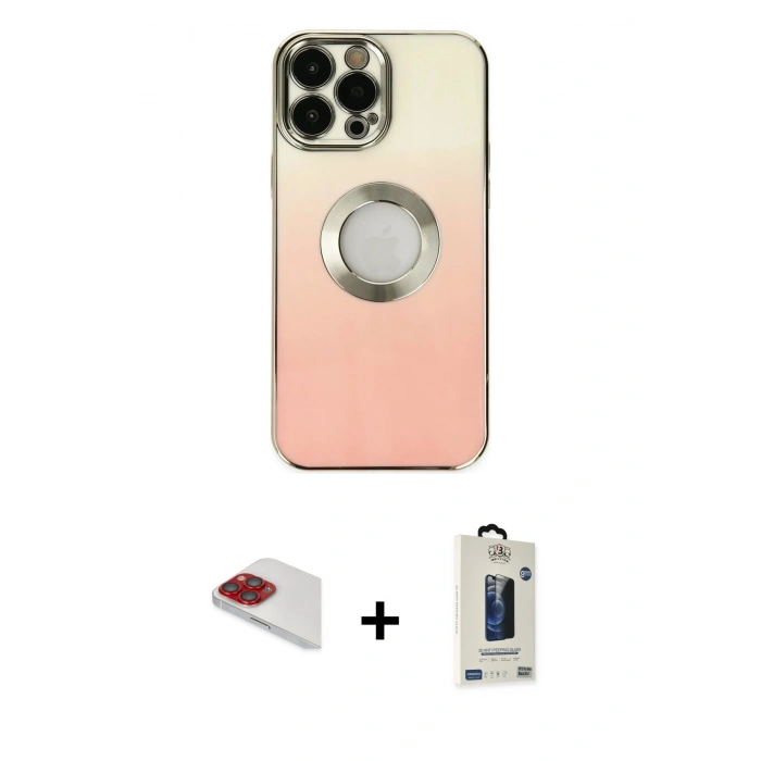 MARSİLYAN™- iPhone 13 Pro Max Kılıf Kutup Yansıma Özel Seri - Siyah Bilvis Hayalet Cam Ekran Koruyucu + Pers Alüminyum Kamera Lens - KI