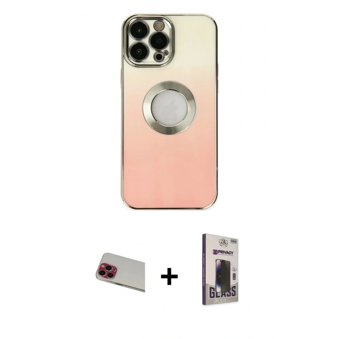 MARSİLYAN™- iPhone 13 Pro Max Kılıf Kutup Yansıma Özel Seri - Siyah Bilvis Hayalet Cam Ekran Koruyucu + Rainbow Kamera Lens Koruma Cam - KI