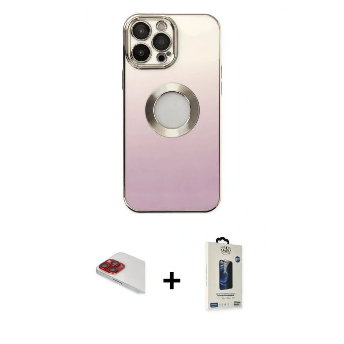 MARSİLYAN™- iPhone 13 Pro Max Kılıf Kutup Yansıma Özel Seri - Siyah Bilvis Hayalet Cam Ekran Koruyucu + Pers Alüminyum Kamera Lens - KI
