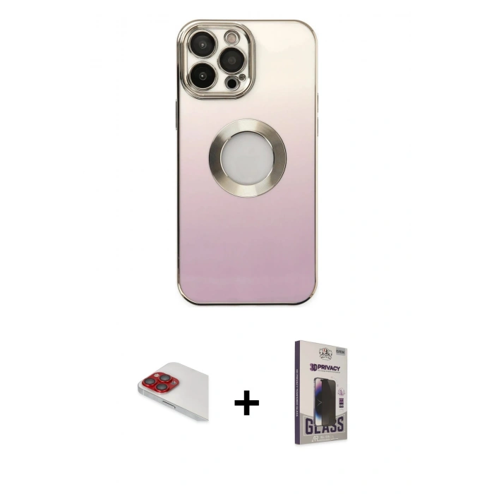 MARSİLYAN™- iPhone 13 Pro Max Kılıf Kutup Yansıma Özel Seri - Siyah Bilvis Hayalet Cam Ekran Koruyucu + Pers Alüminyum Kamera Lens - KI