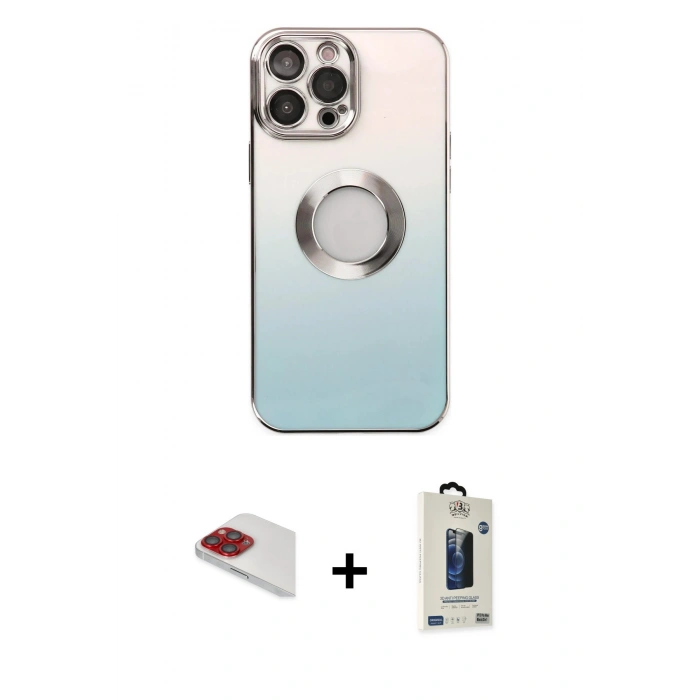 MARSİLYAN™- iPhone 13 Pro Max Kılıf Kutup Yansıma Özel Seri - Siyah Bilvis Hayalet Cam Ekran Koruyucu + Pers Alüminyum Kamera Lens - KI