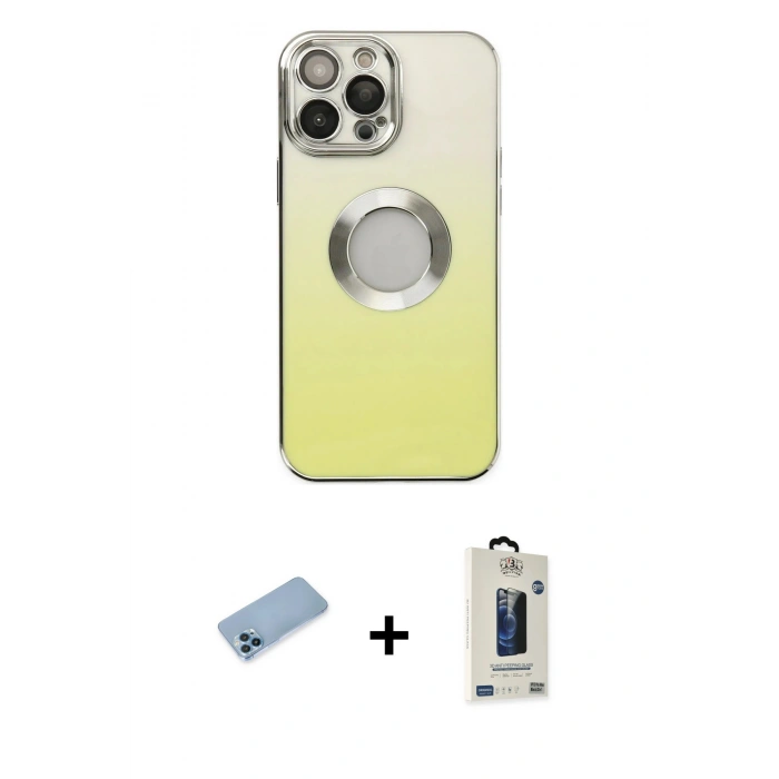 MARSİLYAN™- iPhone 13 Pro Max Kılıf Kutup Yansıma Özel Seri - Siyah Bilvis Hayalet Cam Ekran Koruyucu + Shine Kamera Lens Koruma Cam - MI