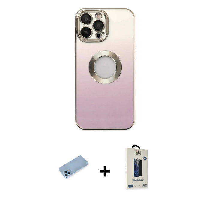 MARSİLYAN™- iPhone 13 Pro Max Kılıf Kutup Yansıma Özel Seri - Siyah Bilvis Hayalet Cam Ekran Koruyucu + Shine Kamera Lens Koruma Cam - MI