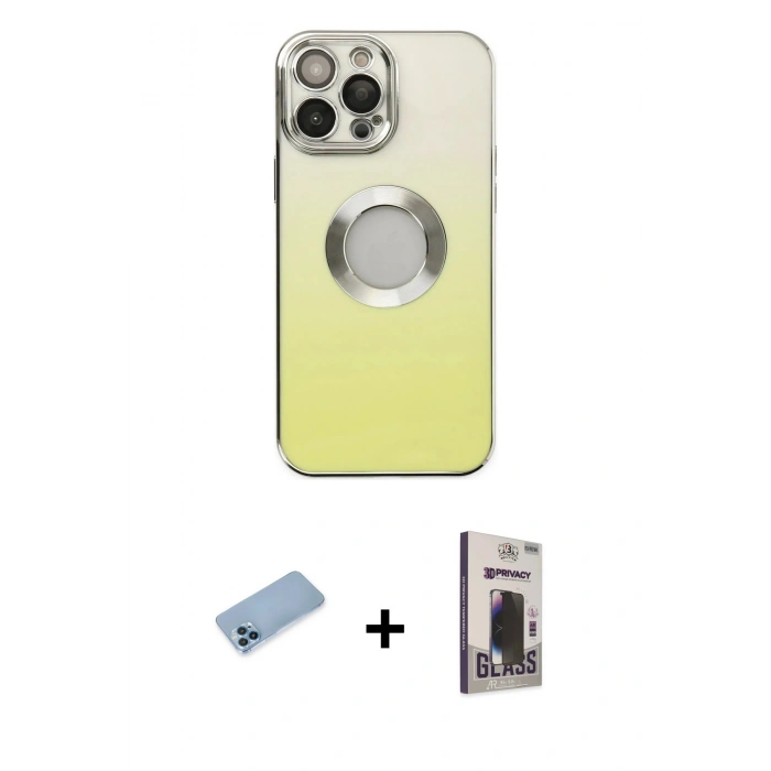 MARSİLYAN™- iPhone 13 Pro Max Kılıf Kutup Yansıma Özel Seri - Siyah Bilvis Hayalet Cam Ekran Koruyucu + Shine Kamera Lens Koruma Cam - MI