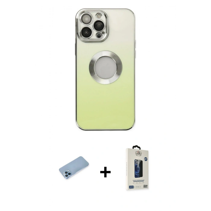MARSİLYAN™- iPhone 13 Pro Max Kılıf Kutup Yansıma Özel Seri - Siyah Bilvis Hayalet Cam Ekran Koruyucu + Shine Kamera Lens Koruma Cam - MI