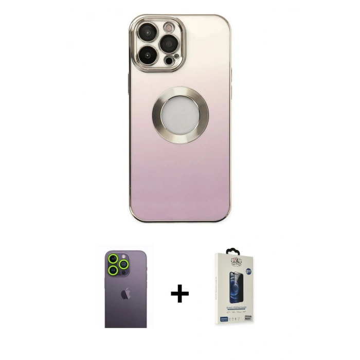MARSİLYAN™- iPhone 13 Pro Max Kılıf Kutup Yansıma Özel Seri - Siyah Bilvis Hayalet Cam Ekran Koruyucu + Neon Fosforlu Kamera Lens - YL