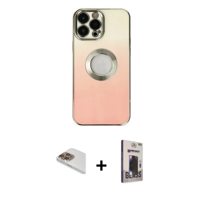 MARSİLYAN™- iPhone 13 Pro Max Kılıf Kutup Yansıma Özel Seri - Siyah Bilvis Hayalet Cam Ekran Koruyucu + Pers Alüminyum Kamera Lens - GD