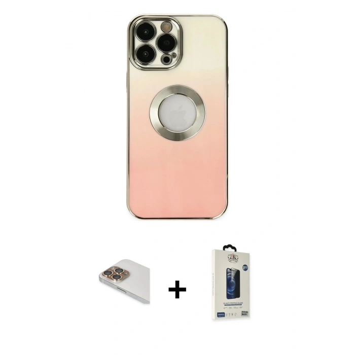 MARSİLYAN™- iPhone 13 Pro Max Kılıf Kutup Yansıma Özel Seri - Siyah Bilvis Hayalet Cam Ekran Koruyucu + Pers Alüminyum Kamera Lens - GD
