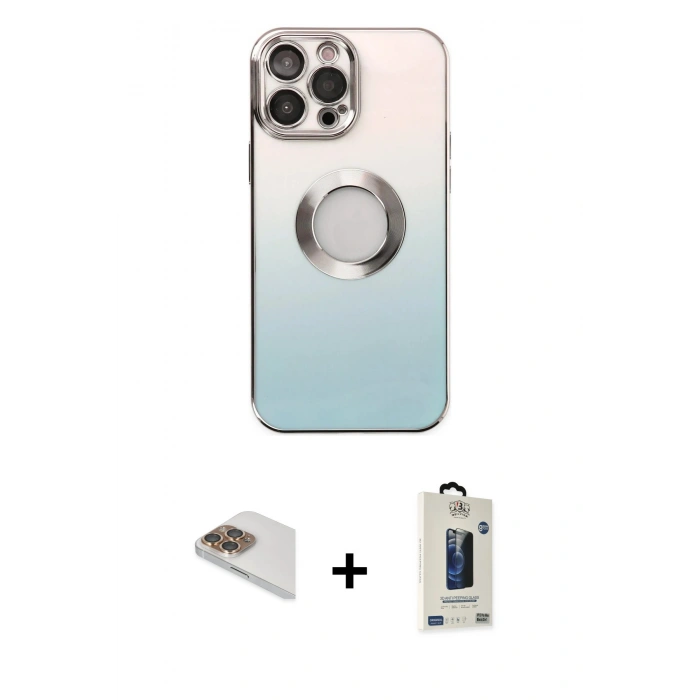 MARSİLYAN™- iPhone 13 Pro Max Kılıf Kutup Yansıma Özel Seri - Siyah Bilvis Hayalet Cam Ekran Koruyucu + Pers Alüminyum Kamera Lens - GD