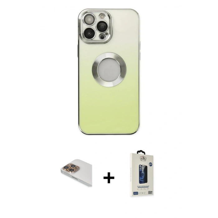 MARSİLYAN™- iPhone 13 Pro Max Kılıf Kutup Yansıma Özel Seri - Siyah Bilvis Hayalet Cam Ekran Koruyucu + Pers Alüminyum Kamera Lens - GD