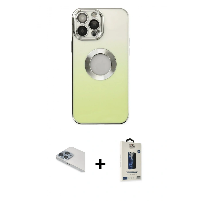 MARSİLYAN™- iPhone 13 Pro Max Kılıf Kutup Yansıma Özel Seri - Siyah Bilvis Hayalet Cam Ekran Koruyucu + Pers Alüminyum Kamera Lens - SABE